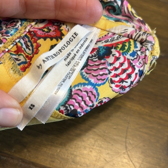Anthropologie Bikini Top Triangle Yellow Paisley Colorful Print Twist Keyhole XS - Picture 5 of 5